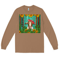 Toasted Coconut goat with sunflower and cactus Long Sleeve Tee - Artiststas