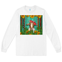 White goat with sunflower and cactus Long Sleeve Tee - Artiststas