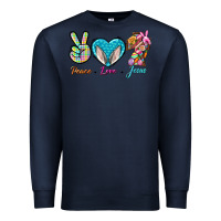 Navy Peace Love Easter Jesus Premium Sweatshirt - BundleAndBundleShop