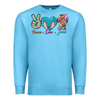 Ocean Blue Peace Love Easter Jesus Premium Sweatshirt - BundleAndBundleShop