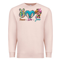 Pale Pink Peace Love Easter Jesus Premium Sweatshirt - BundleAndBundleShop