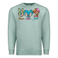 Seafoam Peace Love Easter Jesus Premium Sweatshirt - BundleAndBundleShop