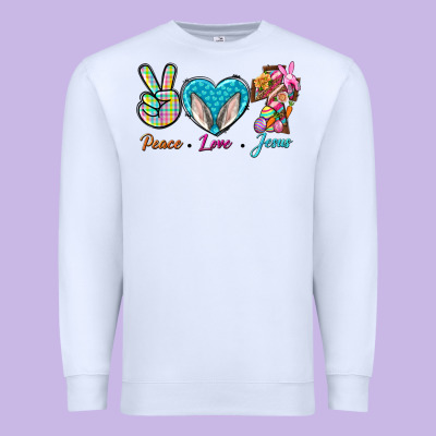 Peace Love Easter Jesus Premium Sweatshirt Designed By Bundleandbundleshop