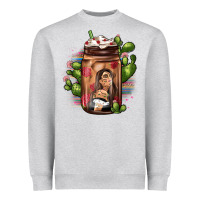 Heather Grey mexican coffee cup cactus Heavyweight Sweatshirt - JahusDesignShop