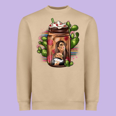 Mexican Coffee Cup Cactus Heavyweight Sweatshirt Designed By Jahusdesignshop