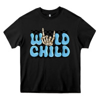 Black wild child blue skeleton Heavy Core Tee - MaliasSmallBusiness