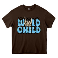 Chocolate Brown wild child blue skeleton Heavy Core Tee - MaliasSmallBusiness