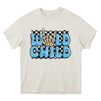 Cream wild child blue skeleton Heavy Core Tee - MaliasSmallBusiness