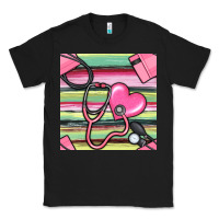Black Nurse Stethoscope Seamless Pattern Classic Tee - BundleAndBundleShop