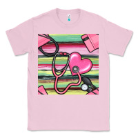 Bubblegum Pink Nurse Stethoscope Seamless Pattern Classic Tee - BundleAndBundleShop