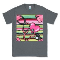 Charcoal Heather Nurse Stethoscope Seamless Pattern Classic Tee - BundleAndBundleShop