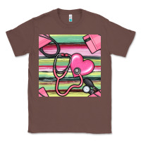 Chestnut Nurse Stethoscope Seamless Pattern Classic Tee - BundleAndBundleShop