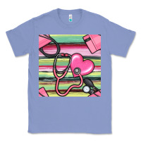 Colony Blue Nurse Stethoscope Seamless Pattern Classic Tee - BundleAndBundleShop