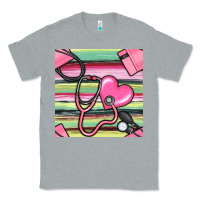 Heather Grey Nurse Stethoscope Seamless Pattern Classic Tee - BundleAndBundleShop