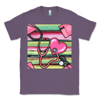 Lavender Nurse Stethoscope Seamless Pattern Classic Tee - BundleAndBundleShop