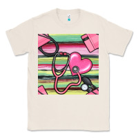 Natural Nurse Stethoscope Seamless Pattern Classic Tee - BundleAndBundleShop