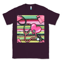 Plum Nurse Stethoscope Seamless Pattern Classic Tee - BundleAndBundleShop