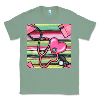 Sage Nurse Stethoscope Seamless Pattern Classic Tee - BundleAndBundleShop