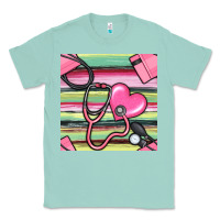 Seafoam Nurse Stethoscope Seamless Pattern Classic Tee - BundleAndBundleShop