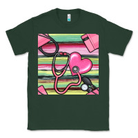 Sports Green Nurse Stethoscope Seamless Pattern Classic Tee - BundleAndBundleShop
