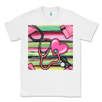 White Nurse Stethoscope Seamless Pattern Classic Tee - BundleAndBundleShop