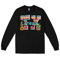 Black texas tx aztec cactus leopard Long Sleeve Tee - AdoDesignShop