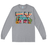 Heather Grey texas tx aztec cactus leopard Long Sleeve Tee - AdoDesignShop