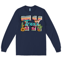Navy texas tx aztec cactus leopard Long Sleeve Tee - AdoDesignShop