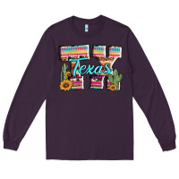 Plum texas tx aztec cactus leopard Long Sleeve Tee - AdoDesignShop