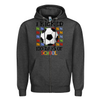 Charcoal Heather i kicked 100 days of school Zipper Hoodie - MaliasSmallBusiness