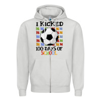 Dove Grey i kicked 100 days of school Zipper Hoodie - MaliasSmallBusiness