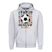 Heather Grey i kicked 100 days of school Zipper Hoodie - MaliasSmallBusiness