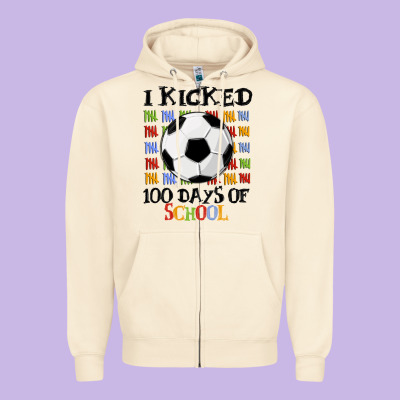 I Kicked 100 Days Of School Zipper Hoodie Designed By Maliassmallbusiness