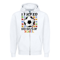 White i kicked 100 days of school Zipper Hoodie - MaliasSmallBusiness