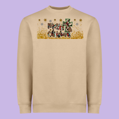 Merry Christmas Cross Heavyweight Sweatshirt Designed By Jahusdesignshop