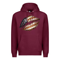 Burgundy Vintage American Flag With Leopard Pattern Premium Hoodie - Bettercallsaul