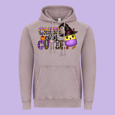 Candy Corn Cutie Vintage Hoodie Designed By Cowhidedigitalart