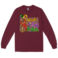 Burgundy mardi gras vibes crawfish mask and fleur de lis Long Sleeve Tee - Artiststas