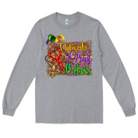 Heather Grey mardi gras vibes crawfish mask and fleur de lis Long Sleeve Tee - Artiststas