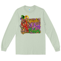 Matcha mardi gras vibes crawfish mask and fleur de lis Long Sleeve Tee - Artiststas