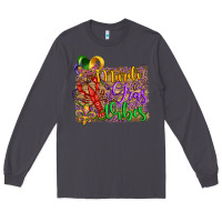 Smoke mardi gras vibes crawfish mask and fleur de lis Long Sleeve Tee - Artiststas