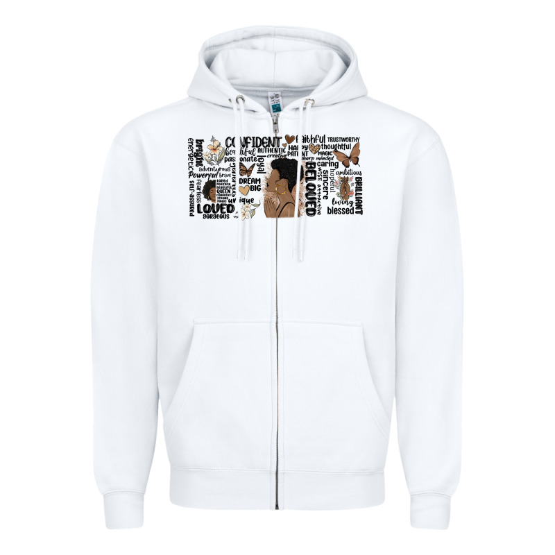 Black Woman Confident Zipper Hoodie by MaliasSmallBusiness | Teevron