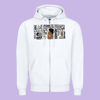 Black Woman Confident Zipper Hoodie Designed By Maliassmallbusiness