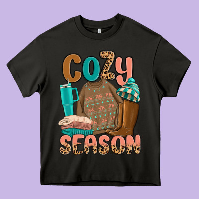 Cozy Season Heavy Core Tee Designed By Maliassmallbusiness