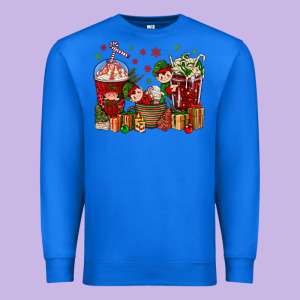 Elf Coffee Cups Christmas Premium Sweatshirt Designed By Bundleandbundleshop