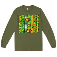 Army Green st patricks gnomes and cloves with leopard  brushstrokes Long Sleeve Tee - Artiststas