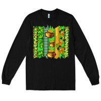 Black st patricks gnomes and cloves with leopard  brushstrokes Long Sleeve Tee - Artiststas