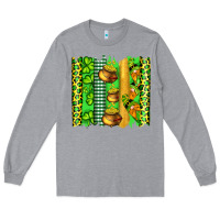 Heather Grey st patricks gnomes and cloves with leopard  brushstrokes Long Sleeve Tee - Artiststas