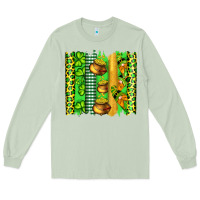 Matcha st patricks gnomes and cloves with leopard  brushstrokes Long Sleeve Tee - Artiststas