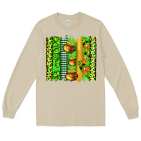 Mushroom st patricks gnomes and cloves with leopard  brushstrokes Long Sleeve Tee - Artiststas